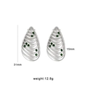 Boucles d'oreilles goutte argentées style étoile de mer avec pierres vertes d'été - Style Coquillage Goutte Ondulé (CK24) / Argent