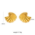 Boucles d'oreilles clous coquillages dorés en acier inoxydable de style bohème - Style Coquille Saint-Jacques Plissée (CK33) / Or