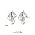 Polished silver stainless steel teardrop earrings 30mm x 20mm minimalist jewelry - Stacked Water Drop Style / Steel