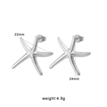 Élégantes boucles d'oreilles étoile de mer en argent et acier inoxydable de 24mm de large - Style Étoile de Mer Effet Miroir (CK215) / Argent