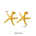 Boucles d'oreilles étoiles de mer dorées en acier inoxydable, taille 22mm par 24mm - Style Étoile de Mer Effet Miroir (CK215) / Or