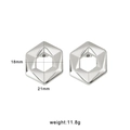 Silver hexagon geometric stainless steel stud earrings 18mm by 21mm size for women - Hexagon Hollow Style / Steel