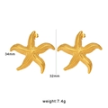 Boucles d'oreilles étoile de mer dorées en acier inoxydable avec finition texturée - Style Grande Étoile de Mer Texturée (CK1271) / Or