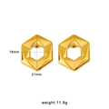 Golden hollow hexagonal stainless steel geometric earrings measuring 18mm by 21mm - Hexagon Hollow Style / Gold