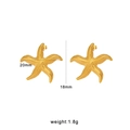Boucles d'oreilles étoiles de mer dorées en acier inoxydable avec détails et dimensions - Style Petite Étoile de Mer Texturée (CK1271) / Or
