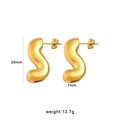 Orecchini a onde in acciaio inossidabile dorato lucido, altezza 26mm e larghezza di 7mm - Stile Curva a S / Oro