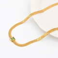 Collier chaîne serpent dorée avec pendentif en zircon vert de forme carrée - Vert Militaire