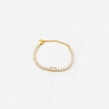 Gold plated tennis bracelet with white zircon pavé and rectangular center stone - Bracelet (CK1982) / White