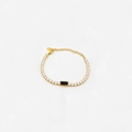 Gold-plated tennis bracelet with white cubic zirconia and a black rectangular center stone - Bracelet (CK1982) / Black