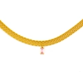 Collier en maille plaqué or 18K avec un pendentif en zircon rose de forme carrée - Rose Clair