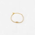 Gold-plated tennis bracelet with white round zircons and amber rectangular center stone - Bracelet (CK1982) / Champagne