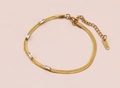 Gold-plated stainless steel snake chain bracelet featuring rectangular cubic zirconia stones - Bracelet With 4 Clear Zirconia