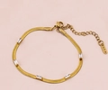 Elegant 18K gold snake chain bracelet with five rectangular cubic zirconia stones - Bracelet With 5 Clear Zirconia