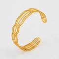 Minimalistisches C-förmiges Armband in 18K Goldoptik mit gewellten Milgrain-Strukturen - Gold Stil 10 (Hohl Geschichtet)
