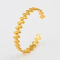 Bracciale rigido a C in acciaio inossidabile placcato oro 18K con design a chicchi di caffè - Oro CK522-GD (Collegamento a chicco di caffè)