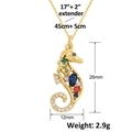 Collier pendentif hippocampe plaqué or avec pierres précieuses colorées et zircones - Style Hippocampe (SL798) / Or