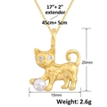 Détail du pendentif chat de 20x15mm avec perle et chaîne dorée de 17+2 pouces - Style Chat (SL795) / Or