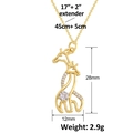 Spécifications de taille pour collier girafe doré avec dimensions et poids du bijou - Style Girafe (SL800) / Or