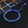 Handgemaakte geweven donkerblauwe Evil Eye armband met verstelbaar koord op spiegel - Koningsblauw (B0040)