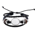 Retro multi-layer leather punk bracelet with braided black cords and DIY metal base - Antique Silver Multilayer Leather Base Style (D0009)