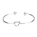 Minimalistische S925 zilveren open knooparmband met bolvormige uiteinden op wit - Legering Zilver (D0010)