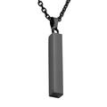 Macro view of minimalist black 3D rectangular pillar pendant on a dark chain - Black (N0729)