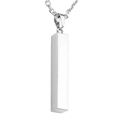 Macro view of minimalist polished rectangular column pendant on a silver metal chain - Steel Color (N0730)
