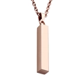Detailed view of a rose gold rectangular pillar pendant on a sleek O-chain necklace - Rose Gold (N0732)