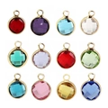 Set di 12 ciondoli tondi colorati con pietre portafortuna e montature dorate per gioielli fai da te - Pietra Natales 8mm Occhiello Singolo Misto