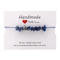 Detailed close-up of handmade blue woven bracelet with natural lapis lazuli stones on card - 1 Piece / Lapis Lazuli Style (B1824)