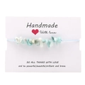 Detail view of handmade braided cord bracelet with irregular blue and white natural stones - 1 Piece / Blue And White Stone Style (B1823)