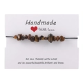 Detailed macro view of Tiger Eye stone chips on handmade braided black cord bracelet - 1 Piece / Tiger Eye Style (B1820)