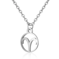 Poliertes Silber-Edelstahl-Halskette mit kreisförmigem Widder-Sternzeichen-Anhänger - Widder / Silber