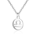 Collier signe Balance en acier inoxydable argenté avec pendentif circulaire évidé - Balance / Argent