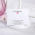 Detailed view of a white Friendship jewelry display card with printed poem and red heart - Friendship Theme Card (K076) / 9CM*7CM