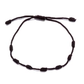 Pulsera de la suerte hecha a mano con 7 nudos en marrón oscuro y cierre de cordón ajustable - Cuerda Negra