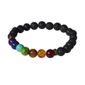 Handgefertigtes 7-Chakren Lava-Stein-Armband mit bunten Perlen und Meditation-Stil - Lavastein Mix 7 Chakra
