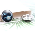 Detailed view of 20mm glass cabochon galaxy buttons with silver metal shank backing - Diameter 20MM / Capricorn Style (P0975)