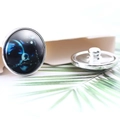 Detailed macro view of 20mm glass snap button with celestial blue constellation pattern - Diameter 20MM / Pisces Style (P0975)