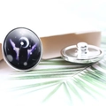 Detailed close-up of 20mm silver constellation buttons with glass dome and moon star design - Diameter 20MM
