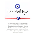 Red braided cord bracelet with Evil Eye bead on English instructional display card - Red Classic Style (B2147)