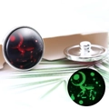 Luminous 20mm Cancer zodiac snap button showing daytime red and nighttime green glow - Diameter 20MM