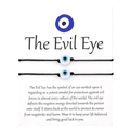 Detail of two black woven Evil Eye bracelets on a white card with descriptive text - Black Woven Card Style (B2153)