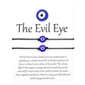 Detail of adjustable woven Evil Eye friendship bracelets on white descriptive card - Black Classic Card Style (B2155)