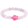 Roze natuursteen kralenarmband met een schattige schildpad bedel voor dames en stellen - Roze Steen Schildpad (B3559)