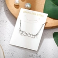 Detail of silver stainless steel Cancer zodiac pendant necklace on white jewelry card - Cancer-Silver