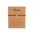 Handgemaakte Ram sterrenbeeld armband van zwart gevlochten touw met gouden bedeltje - Goud Ram (B0854)