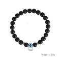 8mm matte black bead bracelet with evil eye charm and silver spacers, weighing 18g - Matte Black with Evil Eye