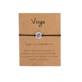 Handmade woven Virgo constellation bracelet with silver pendant on display card - Silver Virgo (B0818)