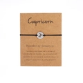 Handmade woven Capricorn zodiac bracelet with silver pendant on display card - Silver Capricorn (B0812)
